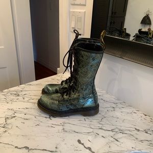 Dr Martens Green Metallic Boots 5